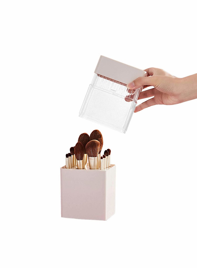 KASTWAVE Makeup Brush Holder 2 in 1 Multifunctional Makeup Brush Storage Organizer with Lid, Portable Waterproof Dustproof Air-Drying Makeup Brush for... - Image 1