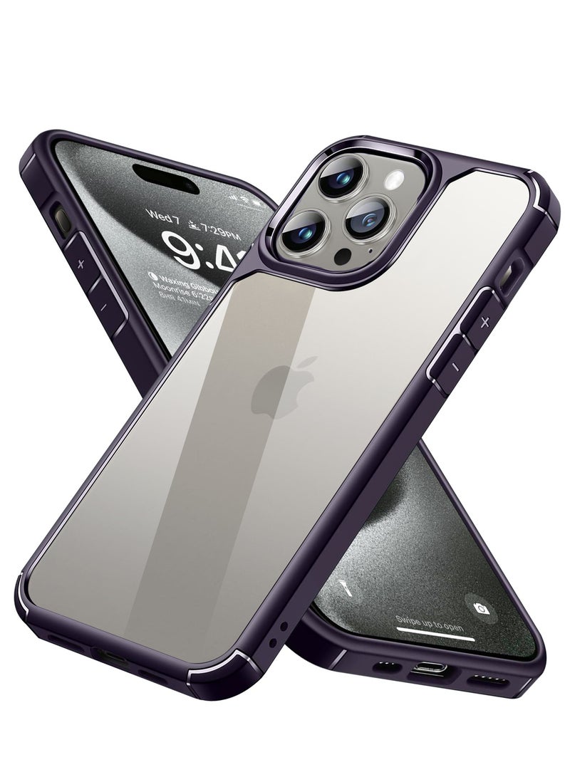 INFOSUN iPhone 15 Pro Case Clear Cover Ultra Thin Silicone Shockproof Hard Back Cases Transparent Protective Slim Phone Case for Apple iPhone 15 Pro - Purple