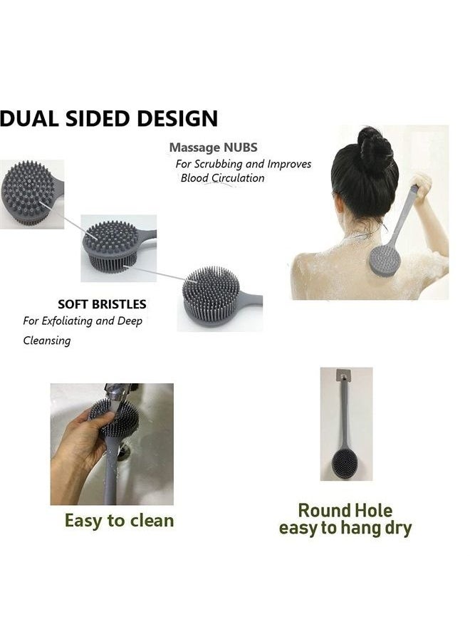 CINLITEK Silicone Body Scrubber, Long Handle Back Scrubber for Shower, Silicone Body Brush Shower Scrubber for Body, Shower Srush Back Brush Body Exfoliator  - Image 2