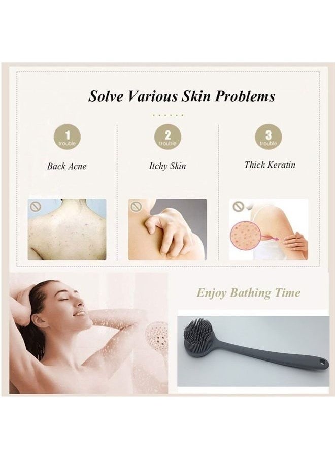 CINLITEK Silicone Body Scrubber, Long Handle Back Scrubber for Shower, Silicone Body Brush Shower Scrubber for Body, Shower Srush Back Brush Body Exfoliator  - Image 3