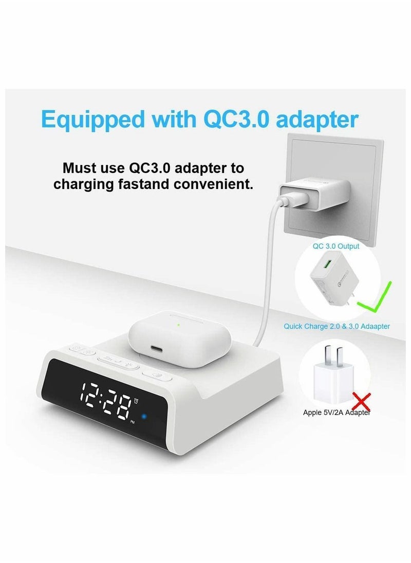 Y&D - Digital Alarm Clock with 15W Fast Wireless Charging Pad Snooze 4 Brightness 12/24H for iPhone Galaxy Samsung LG Android Charger Additional USB Port - Image 1