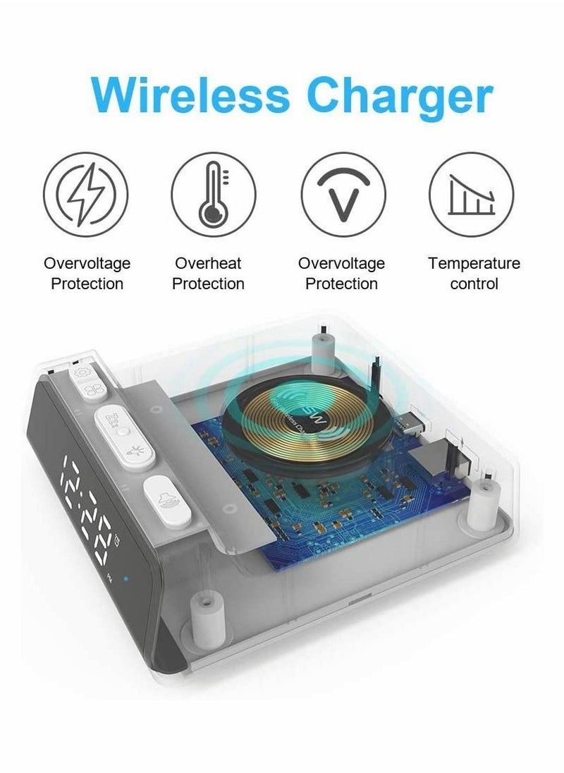 Y&D - Digital Alarm Clock with 15W Fast Wireless Charging Pad Snooze 4 Brightness 12/24H for iPhone Galaxy Samsung LG Android Charger Additional USB Port - Image 1