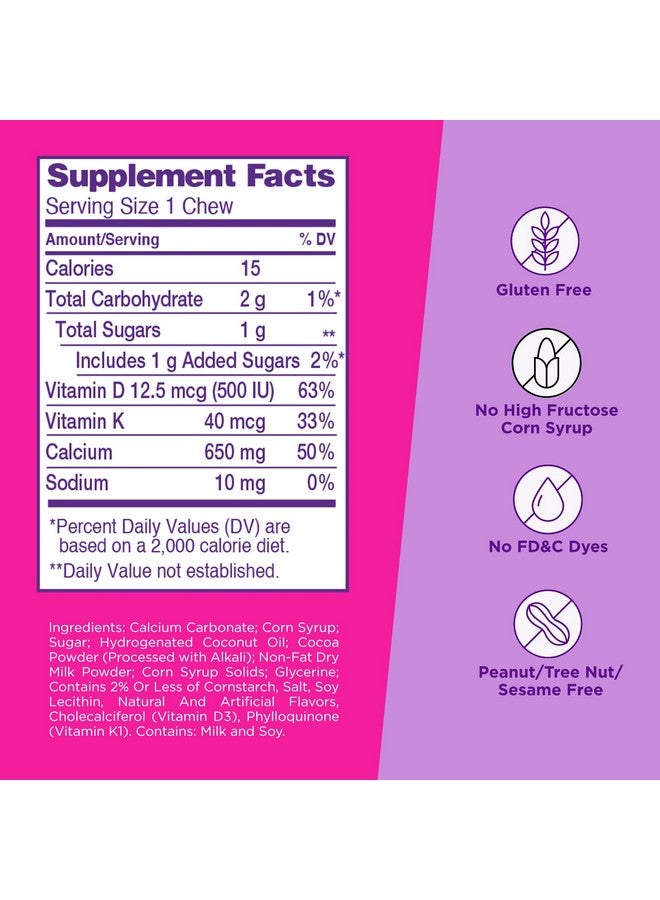 Viactiv Calcium +Vitamin D3 Supplement Soft Chews Milk Chocolate 60 Chews Calcium Dietary Supplement For Bone Health - Image 3