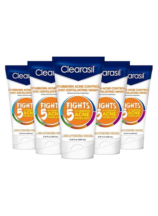 Clearasil Stubborn Acne Control 5In1 Exfoliating Wash 6.78 Fl. Oz. Reduces Blocked Pores Pimple S (Pack Of 5)6.78 Fl Oz (Pack Of 5) - Image 2