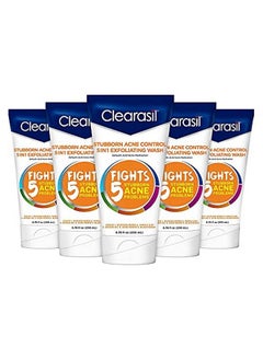 Clearasil Stubborn Acne Control 5In1 Exfoliating Wash 6.78 Fl. Oz. Reduces Blocked Pores Pimple S (Pack Of 5)6.78 Fl Oz (Pack Of 5)  - Image 1