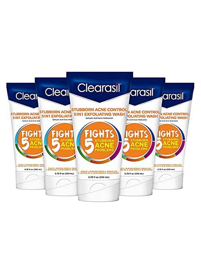 Clearasil Stubborn Acne Control 5In1 Exfoliating Wash 6.78 Fl. Oz. Reduces Blocked Pores Pimple S (Pack Of 5)6.78 Fl Oz (Pack Of 5) - Image 1