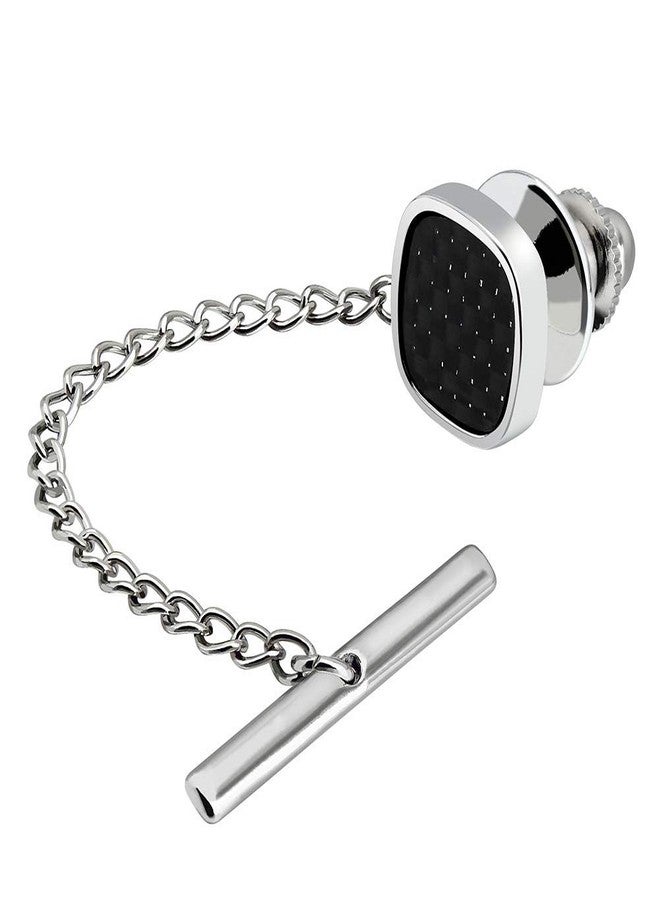 HAWSON Men's Tie Pins Stone Square Tie Tacks with Chain for Men Necktie Accessory Black Stone (515084) - Image 3