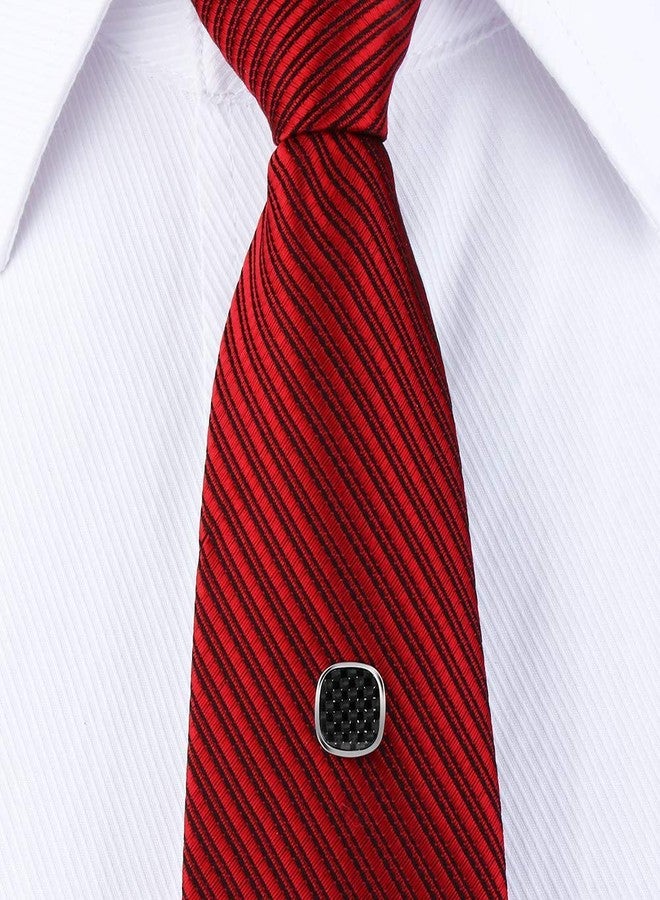 HAWSON Men's Tie Pins Stone Square Tie Tacks with Chain for Men Necktie Accessory Black Stone (515084) - Image 2