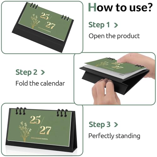 KONVINIT Small Desk Calendar 2025-2027, 6.3" x 3.1", 2026 Desk Calendar - Runs From July. 2025 Until June. 2027, 24 Months Mini Desktop Calendar for School, Home and Office Supplies - Image 3