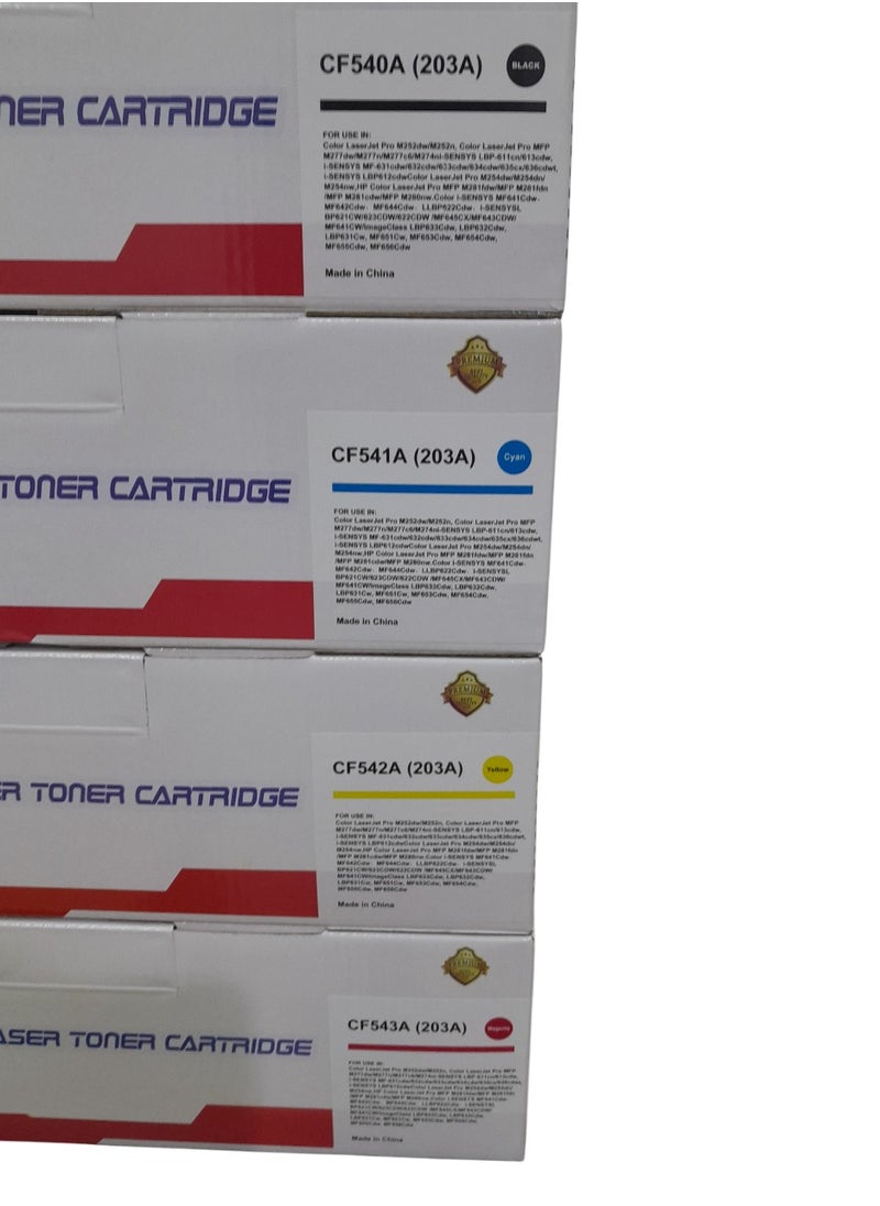 TCT - 203A Toner Cartridge Set for CF540A CF541A CF542A CF543A Compatible with HP Color Laserjet Pro M254dw M254dn M254nw MFP M281fdw MFP M280nw MFP M281cdw MFP M281fdn Printers. - Image 1