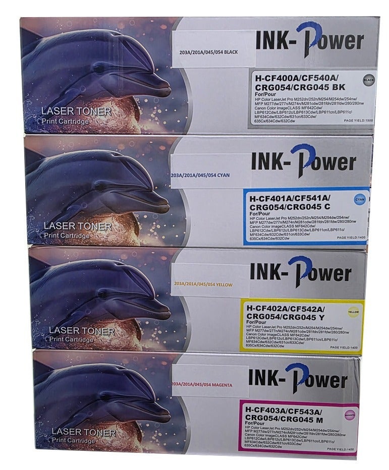 اينك باور مجموعة خرطوشة حبر 203A لطابعات HP Color Laserjet Pro M254dw M254dn M254nw MFP M281fdw MFP M280nw MFP M281cdw MFP M281fdn. - Image 1