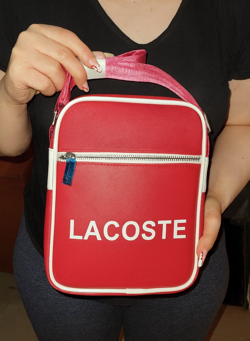 LACOSTE Unisex Crossbody Bag - Stylish Red Color - Adjustable Strap - Lightweight & Comfortable - Premium Quality - Perfect for Casual & Everyday Use - Image 3