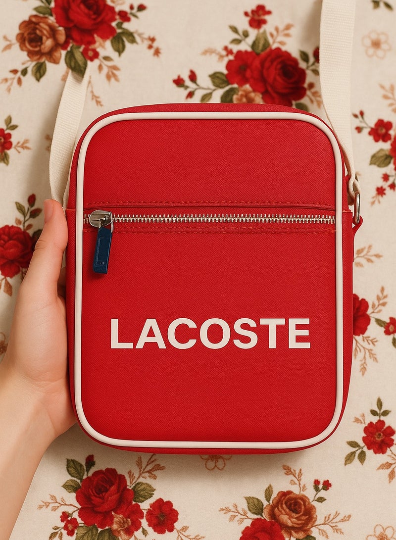 LACOSTE Unisex Crossbody Bag - Stylish Red Color - Adjustable Strap - Lightweight & Comfortable - Premium Quality - Perfect for Casual & Everyday Use - Image 4