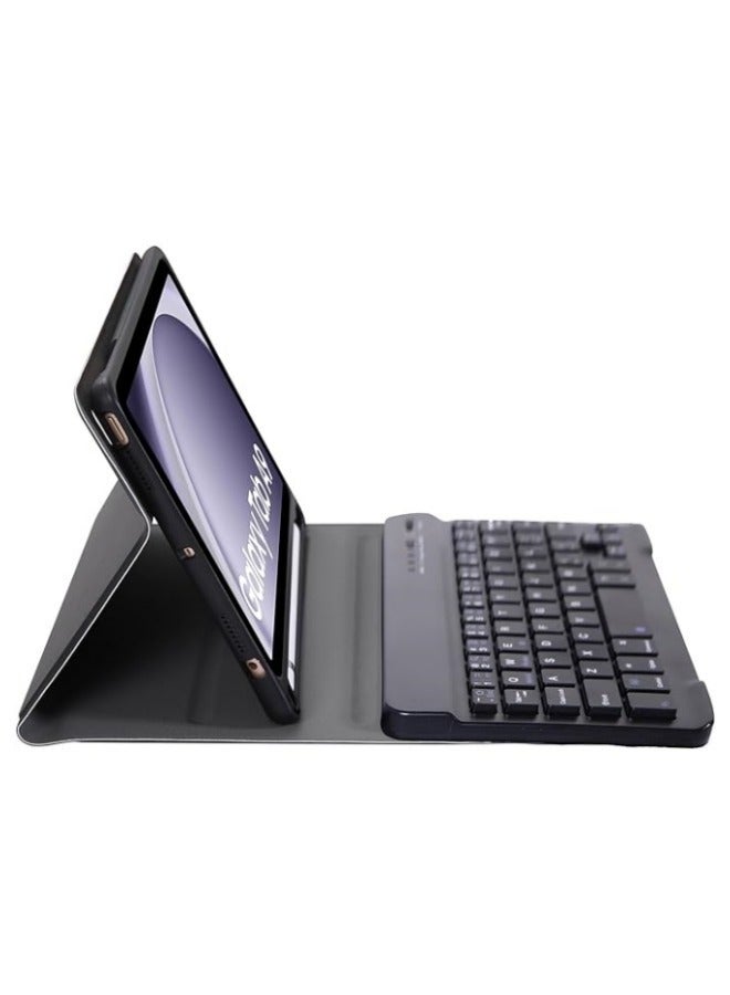 غطاء لوحة المفاتيح العربية متوافق مع جهاز سامسونج Galaxy Tab A9 8.7 بوصة (SM-X110/X115) قابل للفصل، يحتوي على PU الرفيع ولوحة مفاتيح لاسلكية قابلة للفصل حامل للقلم لجهاز A9. - Image 2