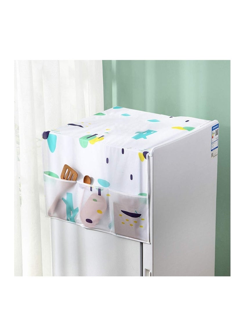 Excefore Refrigerator Hanging Bag, Fridge Cover, Waterproof Refrigerator Washing Machine Top Dustproof Microwave Oven Cover with Kitchenware Organizer Pockets for Kitchen Home and More 2 Pcs  - Image 3