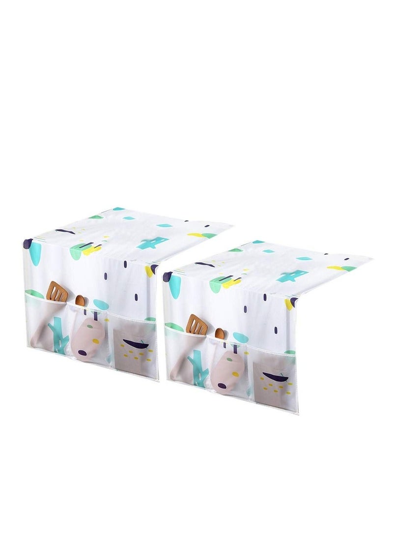 Excefore Refrigerator Hanging Bag, Fridge Cover, Waterproof Refrigerator Washing Machine Top Dustproof Microwave Oven Cover with Kitchenware Organizer Pockets for Kitchen Home and More 2 Pcs  - Image 1