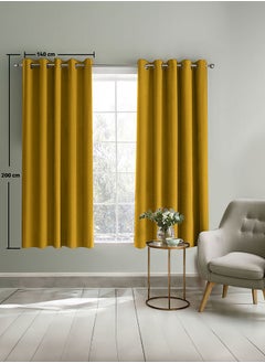 إن - هاوس طقم ستائر من المخمل مكون من قطعتين - ذهبي - 200×140 سم  - Image 1