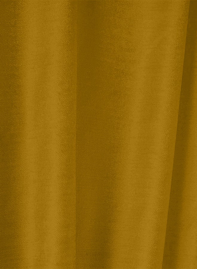 In-House 2-Piece Velvet Curtain Set - Gold - 200x140 cm  - Image 5