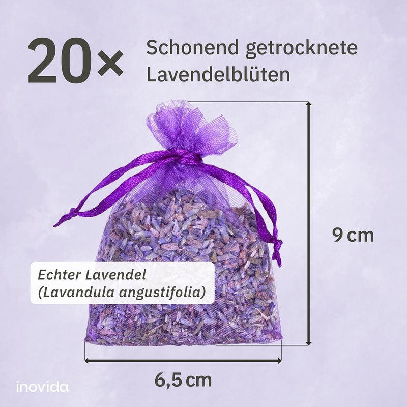 Inovida Lavender Scented Sachets - 20 Pack of 6g Dried Lavender Bags for Moth Protection and Fragrance - Image 3