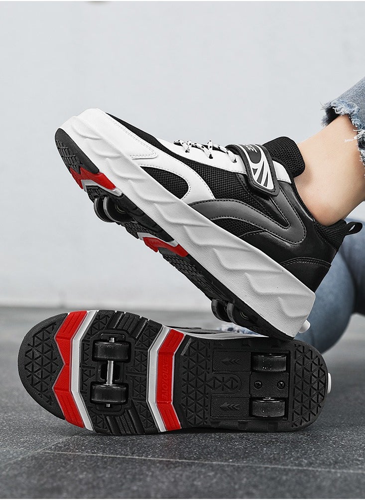 Generic - Kids Roller Skates Shoes 4 Wheels Roller Shoes Boys Girls Wheel Shoes Roller Sneakers Shoes for Beginner More Balanced - Image 1