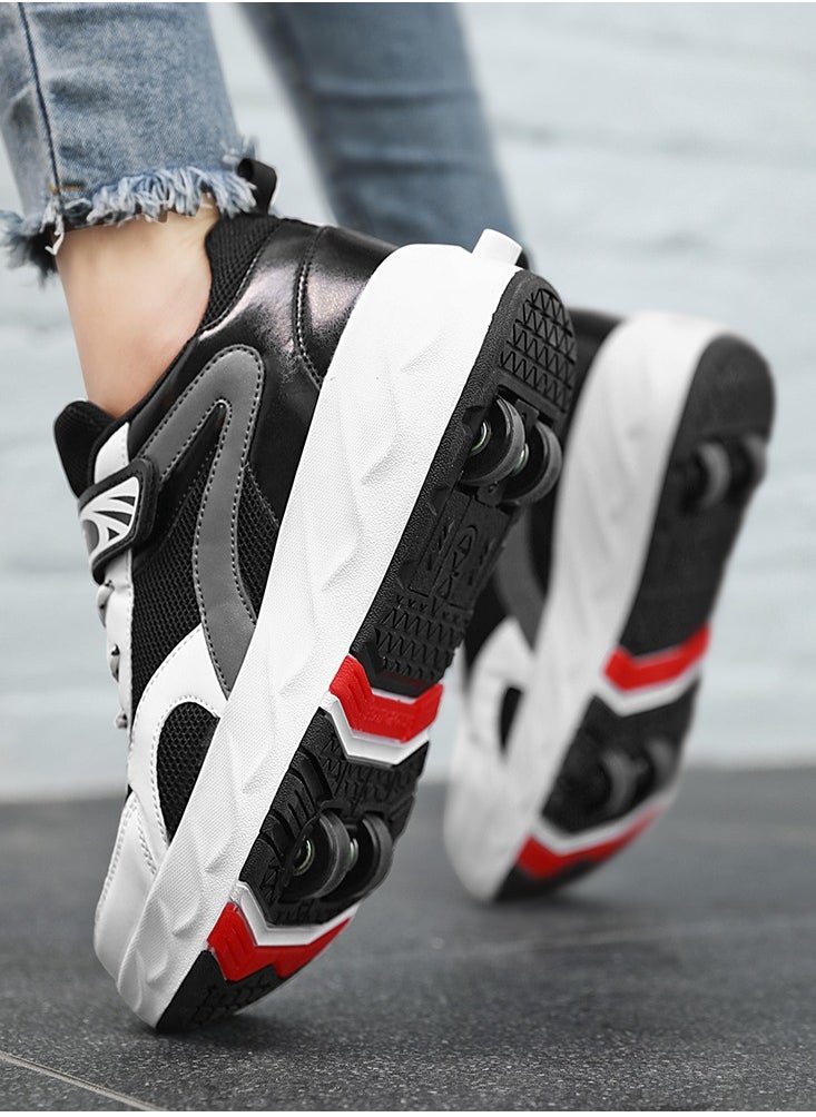 Generic - Kids Roller Skates Shoes 4 Wheels Roller Shoes Boys Girls Wheel Shoes Roller Sneakers Shoes for Beginner More Balanced - Image 1