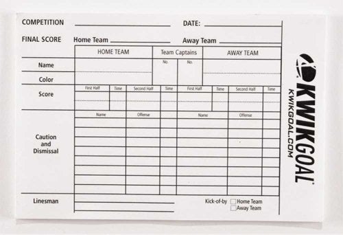 Kwik Goal Referee Score Sheets, White - Image 2