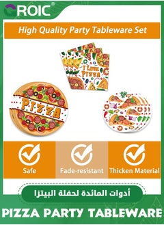 GROIC Pizza Party Supplies Sets, Dinner Plates, Dessert Plates, Cups, Napkins, Pizza Party Tableware Kit, Party Supplies, Party Decorations, Party Tableware  - Image 2