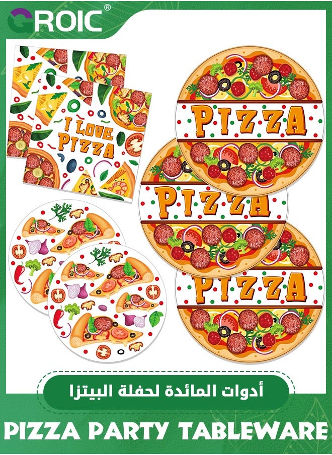 GROIC Pizza Party Supplies Sets, Dinner Plates, Dessert Plates, Cups, Napkins, Pizza Party Tableware Kit, Party Supplies, Party Decorations, Party Tableware  - Image 3