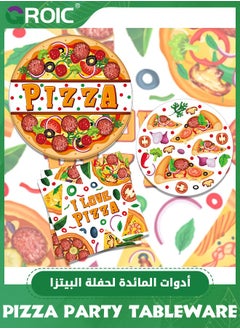 GROIC Pizza Party Supplies Sets, Dinner Plates, Dessert Plates, Cups, Napkins, Pizza Party Tableware Kit, Party Supplies, Party Decorations, Party Tableware  - Image 4