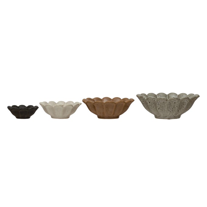 STONEWARE FLOWER BOWLS 6 L X 6 W X 3 H MULTICOLOR