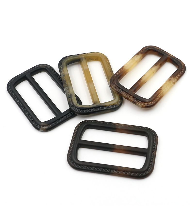 90 Pcs Black Resin Faux Leather Texture Belt Buckles Three Position Button Coat Accessories For Trench Coats 40mm 1.57in - Image 1