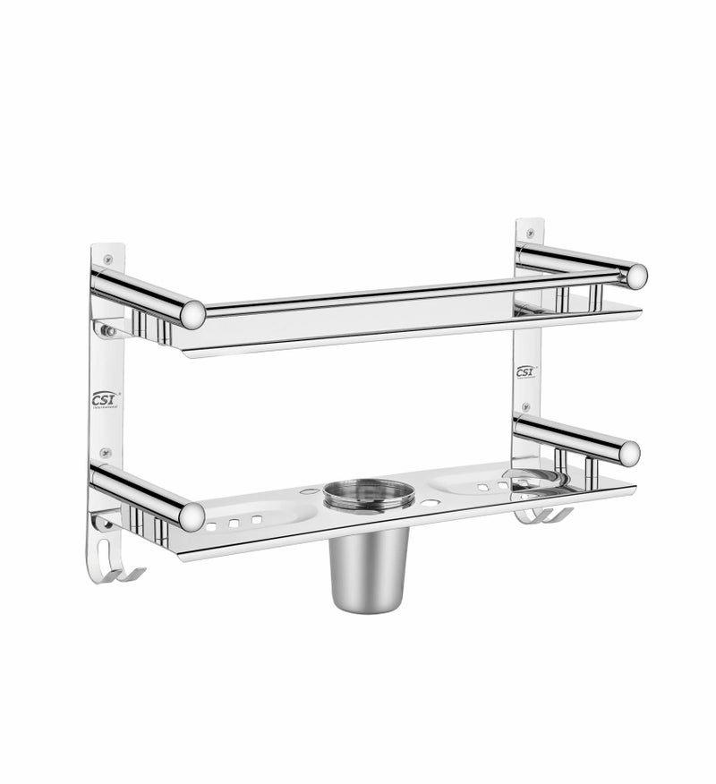 Filox Stainless Steel Rack Cum Towel Rod Holder Wall Mounted Hand Towel Rail Hanger Stand for Bathroom (1 Layer) - Image 1
