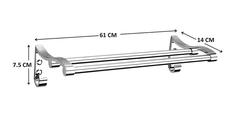 Filox Stainless Steel Rack Cum Towel Rod Holder Wall Mounted Hand Towel Rail Hanger Stand for Bathroom (1 Layer) - Image 4