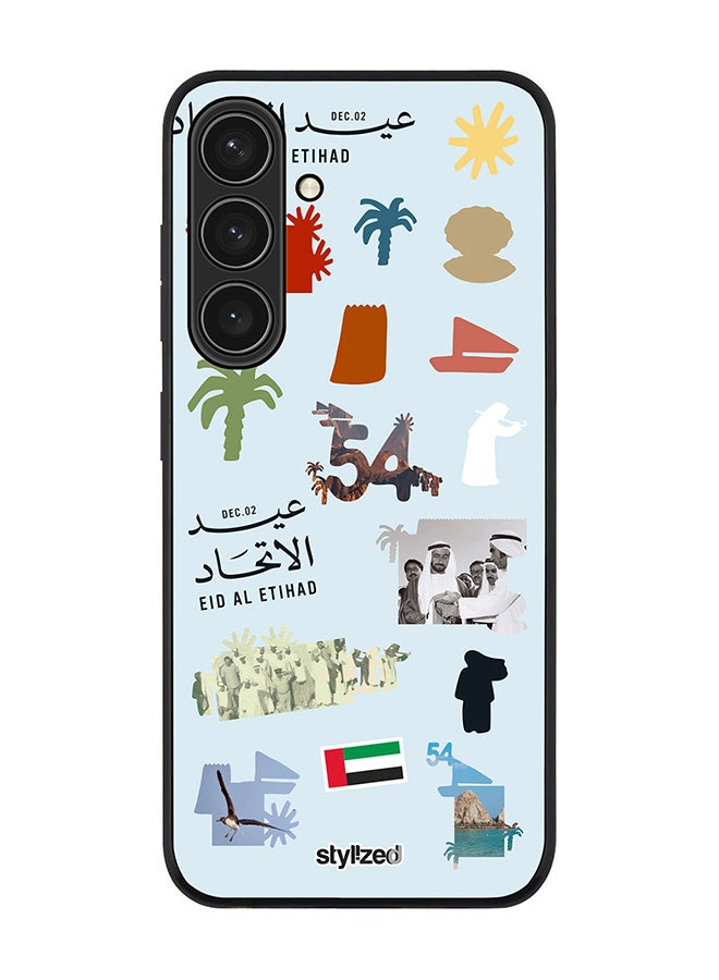 Stylizedd Cover for Samsung Galaxy S25 Plus Case, Rugged Black Slim fit Soft Flexible Anti Drop TPU Gel Thin Protective Phone Cases- Eid Al Etihad 54th UAE National Day, Light Blue - Image 1