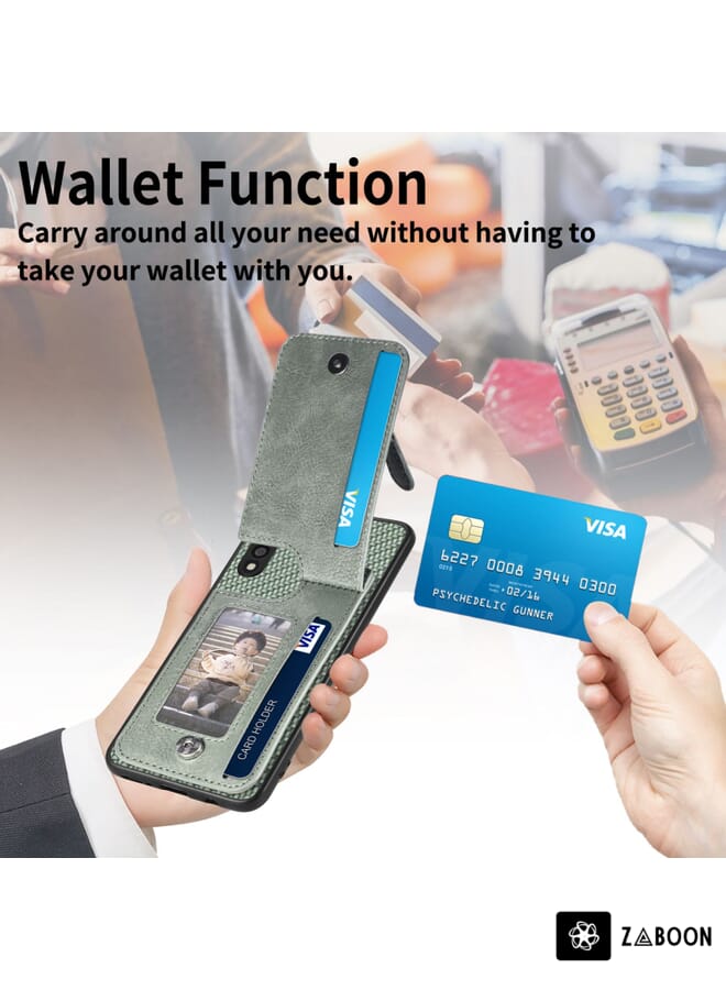 Zaboon Protective Case For Samsung Galaxy A50 Carbon Fiber Vertical Flip Zipper Wallet - Image 5