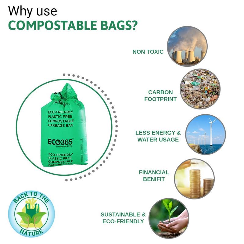 ECO365 Compostable Garbage Bags Pack of 3 Medium Size19x21 Inch EcoFriendly Biodegradable Dustbin Bags PlasticFree Bags for Kitchen Office and Home Waste Management - Image 5