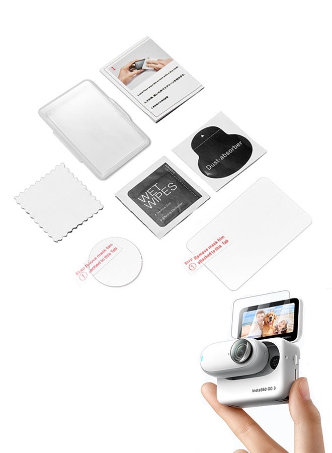 Lens Screen Protector for Insta360 GO 3 LCD Screen + Insta 360 Lens [Lens protector Not for Go 3s] Tempered Glass Bubble Free - Image 1