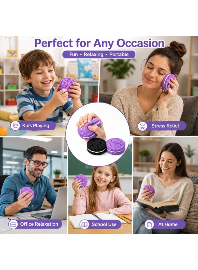 2PCS Soft Clay Biscuit Stress Relieving Toy, Fidget Toy for Anxiety and Relaxation, Black and Purple - Image 2