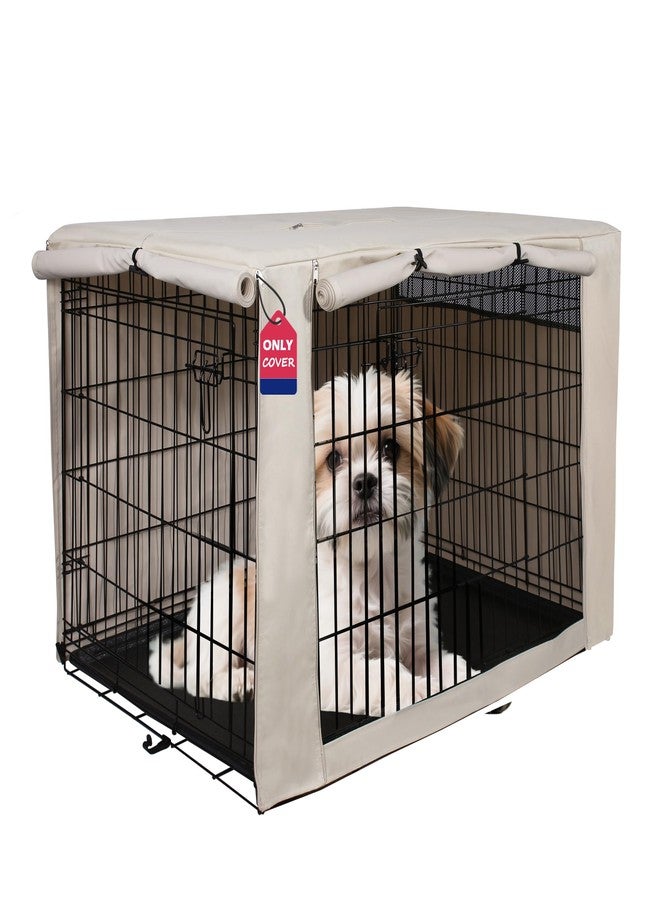 HiCaptain Dog Crate Cover 24.0" L x 18.0" W x 20.0" H with Breathable Mesh, Durable Heavy Duty Kennel Cover, Dual Zippered Panels, Windproof Waterproof UV-Resistant(Beige) - Image 1