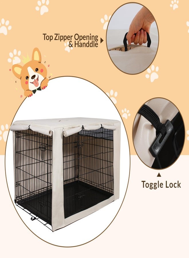 HiCaptain Dog Crate Cover 24.0" L x 18.0" W x 20.0" H with Breathable Mesh, Durable Heavy Duty Kennel Cover, Dual Zippered Panels, Windproof Waterproof UV-Resistant(Beige) - Image 5