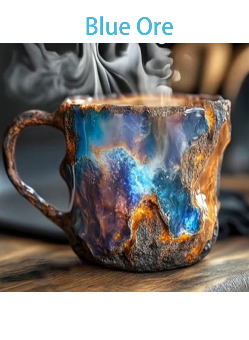 Luxury Mineral Crystal Resin Coffee Mug with Stainless Steel Inner Lid - Insulated Double Wall Thermos Cup, Natural Stone Texture Design, Great for Home/Office/Gift (Gray) - Image 5