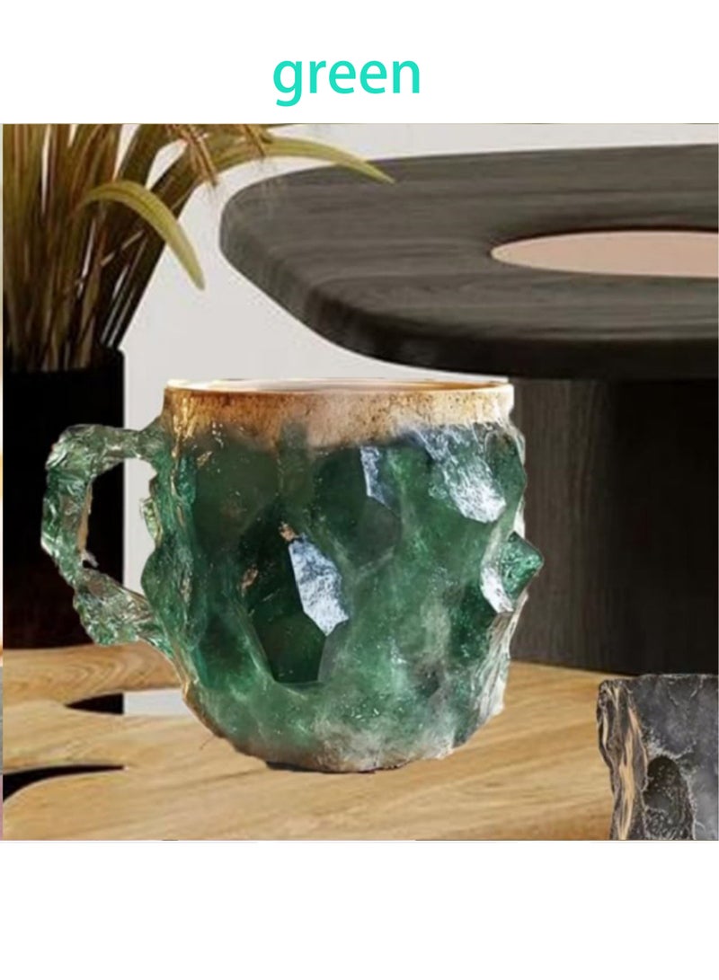 Luxury Mineral Crystal Resin Coffee Mug with Stainless Steel Inner Lid - Insulated Double Wall Thermos Cup, Natural Stone Texture Design, Great for Home/Office/Gift (Gray) - Image 2