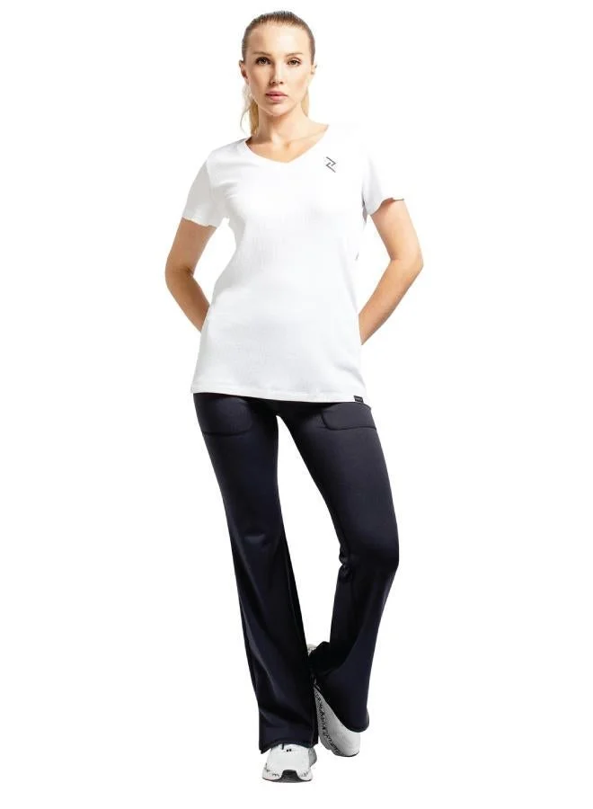 ZAECY Women's Waffle Knit V-Neck Tee