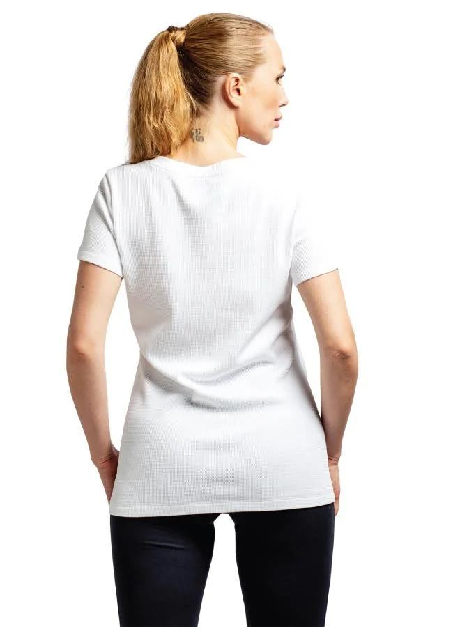 ZAECY White Women's Waffle Knit V-Neck Tee for Women | Best Price UAE