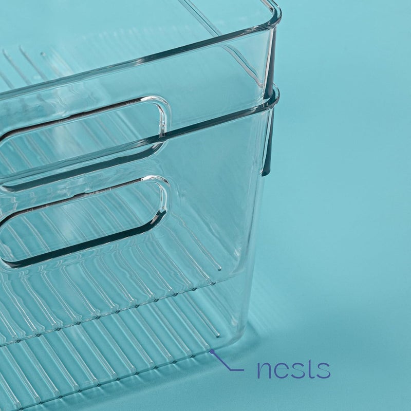 PrimeBox Plastic Food Storage 2 Pack Clear Container Bin with Handles for Organizing Kitchen, Pantry, Refrigerator, Freezer, Pantry, Cabinet, Closet, Bathroom. 10”x7.5”x5.3” - Image 4