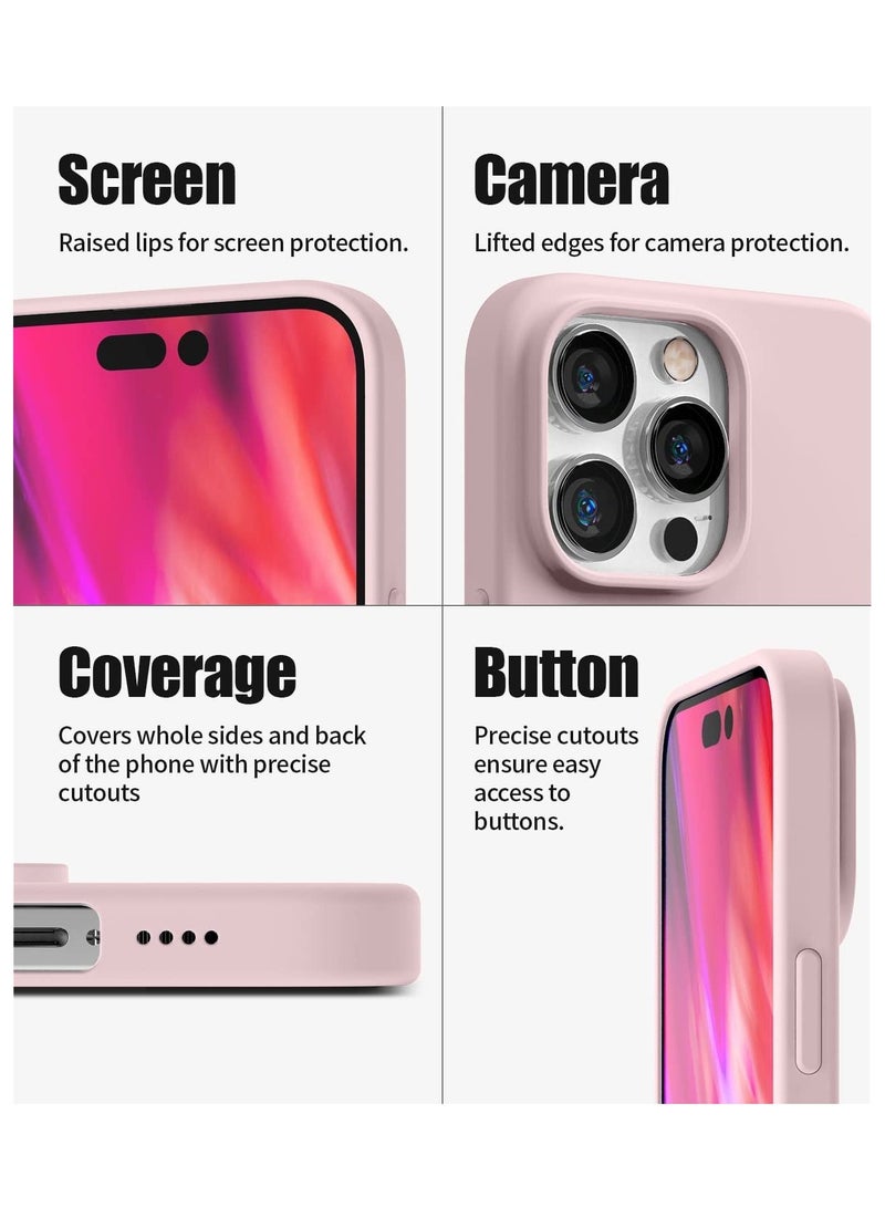 Liquid Silicone Case Compatible with iPhone 14 Pro Max (6.7 inch), Silky-Soft Touch Full Body Protection Shockproof Cover Case with Soft Microfiber Lining - Pink - Image 3