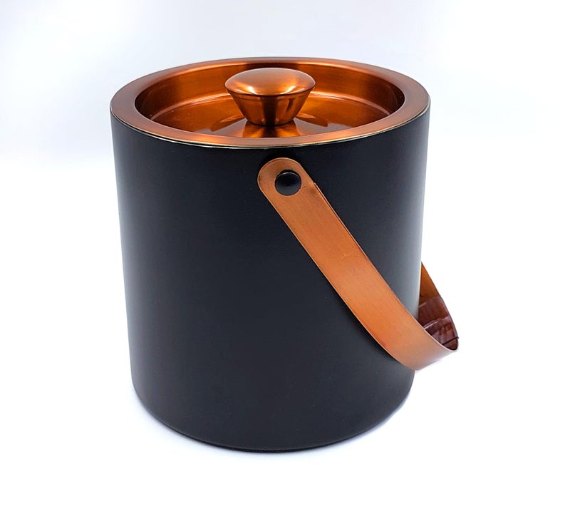 EVK® Black & Copper Stainless Steel Insulated Ice Bucket (1.5 Liter) with Ice Tong and peg Measure | Great bar Tools for Home bar Accessories, Mini bar (Large) - Image 3