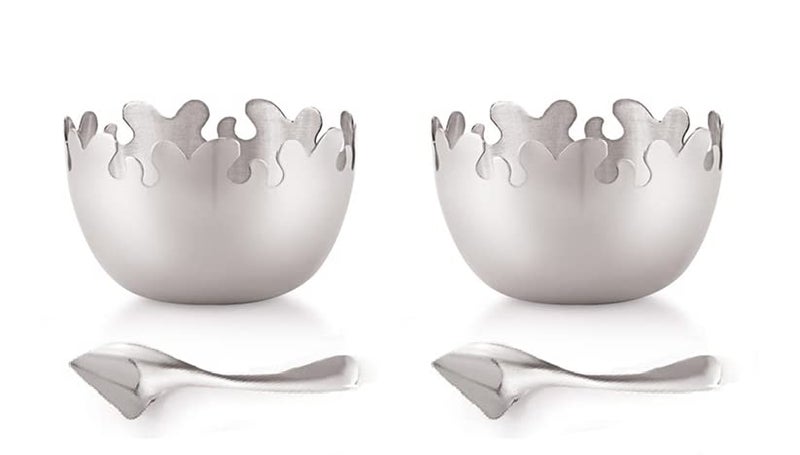 FINALITY Stainless Steel Navratn Dessert and Serving Bowl with Z Spoon, Size- 10 cm (6) - Image 3
