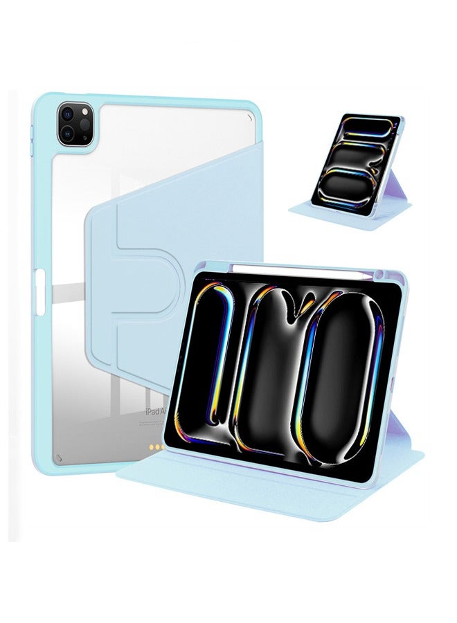 Case for iPad Pro 2024 7th / 2025 8th 13 Inch，Tablet Protective Case  , Acrylic 360 ° Rotating Design, Automatic Wake-up/sleep, Soft Leather，Blue - Image 1