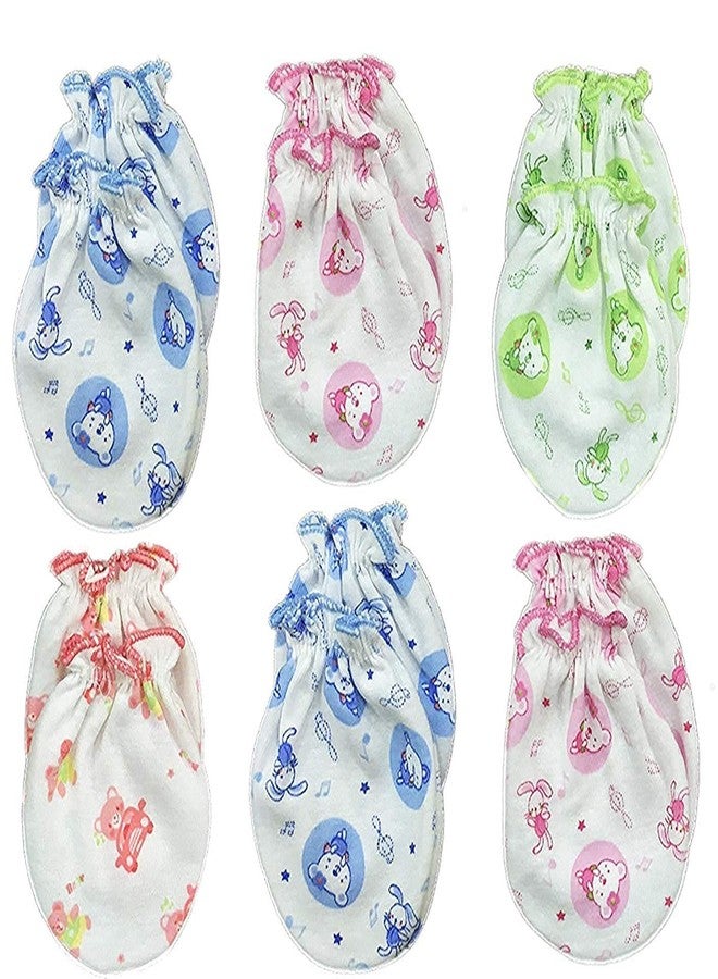 ANKIMA Mittens for New Born Baby/Cotton Baby Mittens for Boys and Girls/Kids Mittens/Baby Mitten Multicolor, 0-6 Month - Pack of 6 Set (3-6 months) - Image 1